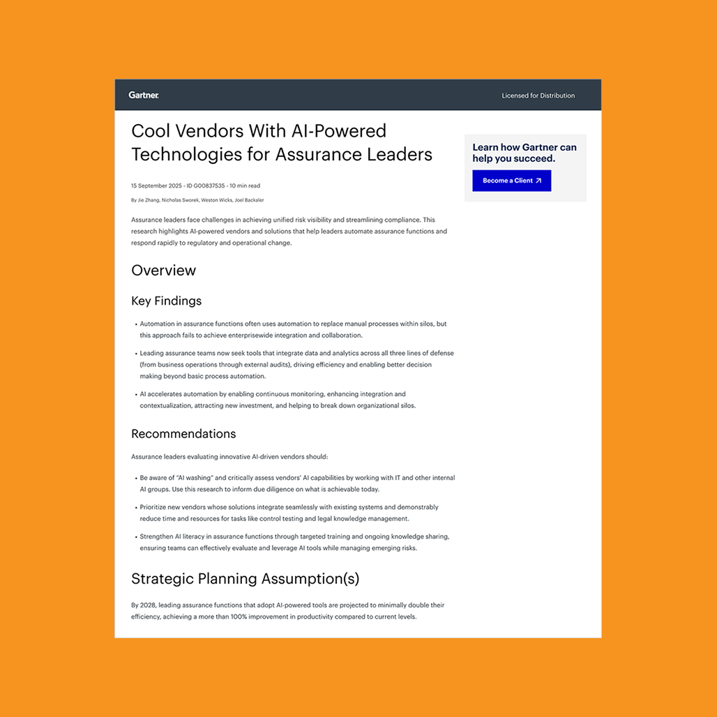 RegScale automation illustration Gartner Cool Vendors with AI-Powered Tech for Assurance Leaders Report Cover